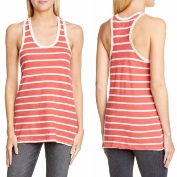 The Great. The Racerback Stripe Scoop Neck Slightly Slouchy Fit Tank Top NWT - Picture 5 of 16
